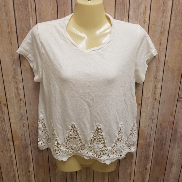 Abercrombie & Fitch Tops - Abercrombie and Fitch white lace t shirt